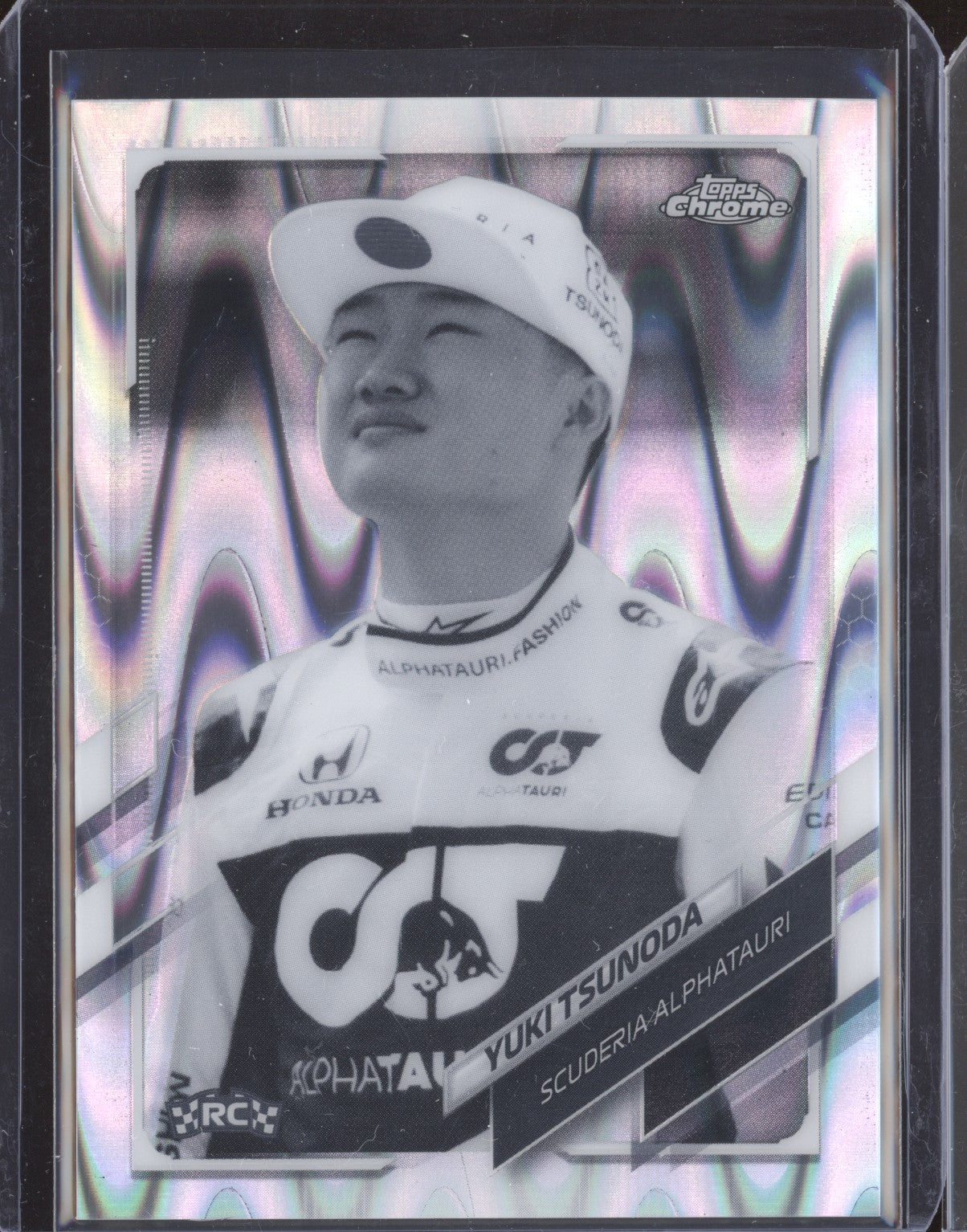 Yuki Tsunoda 2021 Topps Chrome Formula One 49 Black White Ray Wave RC