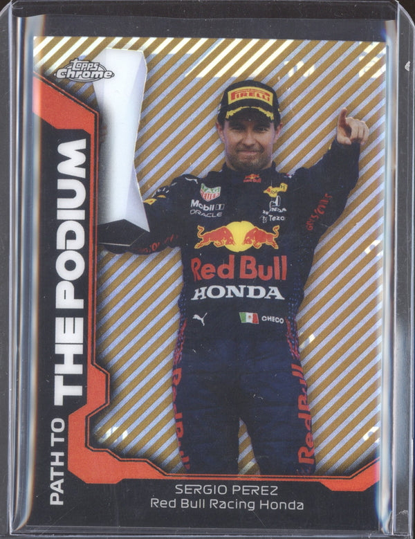 Sergio Perez 2021 Topps Chrome Formula One PTP-SP Path to the Podium Gold 8/50