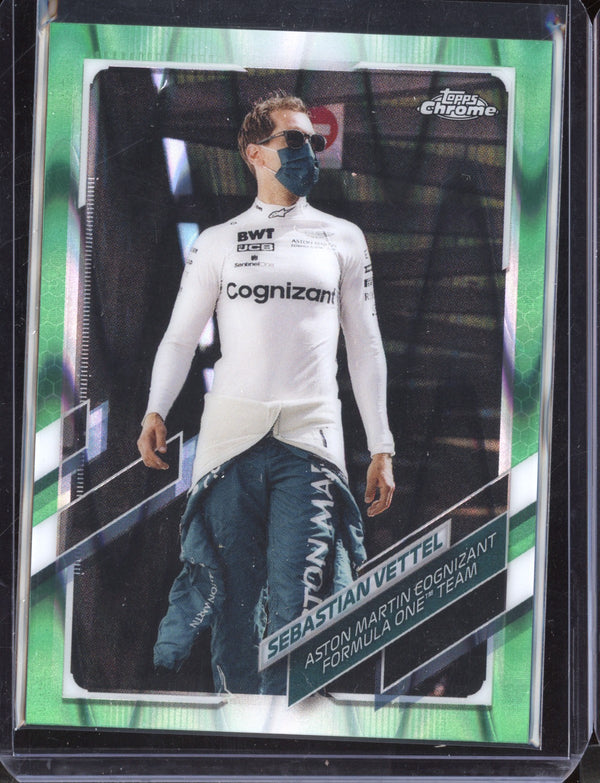 Sebastian Vettel 2021 Topps F1 Chrome Green Ray Wave 17/99