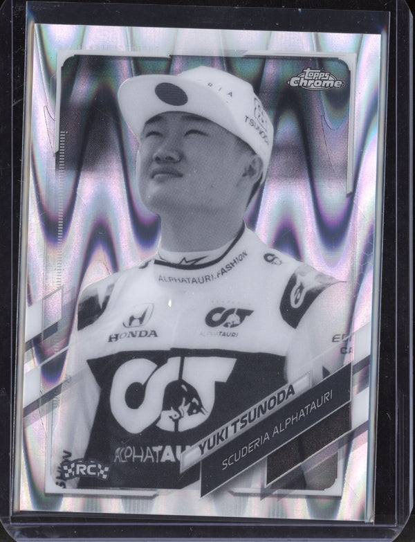 Yuki Tsunoda 2021 Topps F1 Chrome Black & White Ray Wave