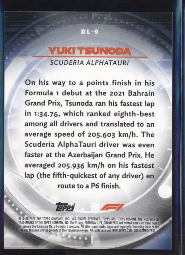 Yuki Tsunoda 2021 Topps Chrome Formula One (F1) Red Liners