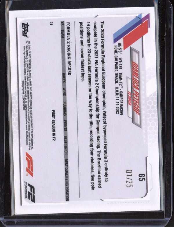 Gianluca Petecof 2021 Topps F1 Chrome Orange Checkered Flag  1/25