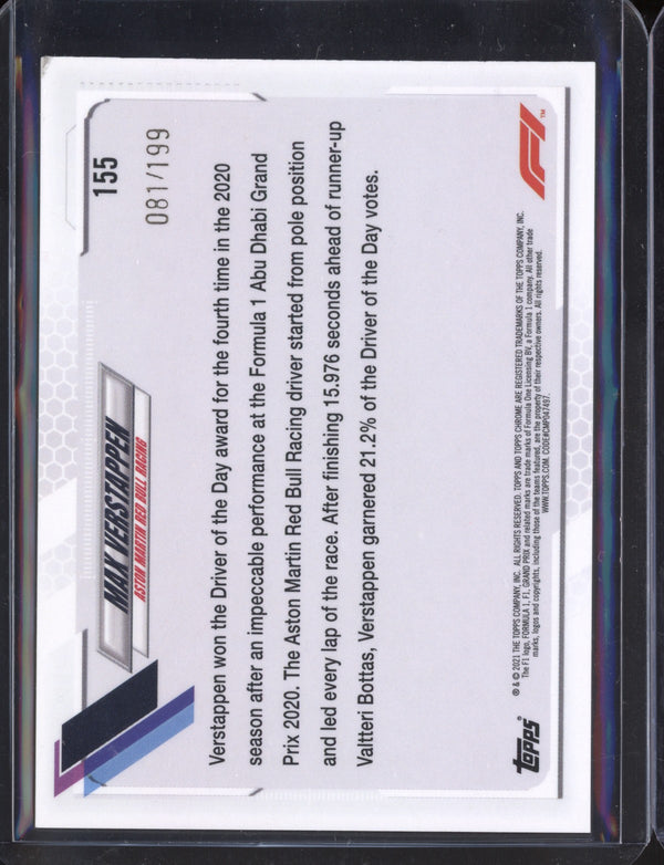 Max Verstappen 2021 Topps Chrome Formula One Purple Checker Flag 81/199