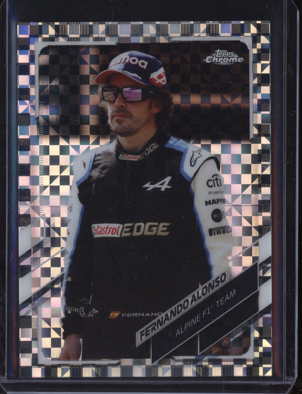 Fernando Alonso 2021 Topps Chrome Formula One Checker Flag