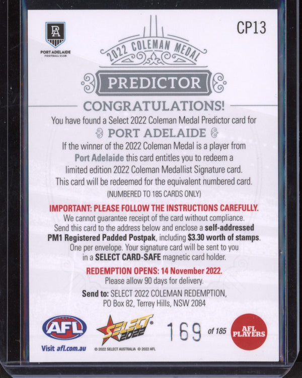 Port Adelaide 2022 Select Footy Stars Coleman Medal Predictor 169/185