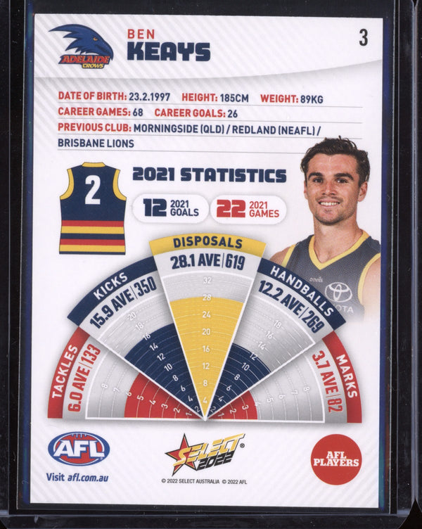 Ben Keays 2022 Select Footy Stars 30th Anniversary Golden Seal