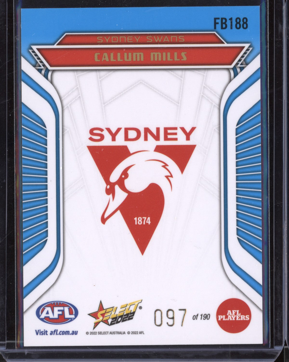 Callum Mills 2022 Select Footy Stars Fractured - Artic Blue 97/190