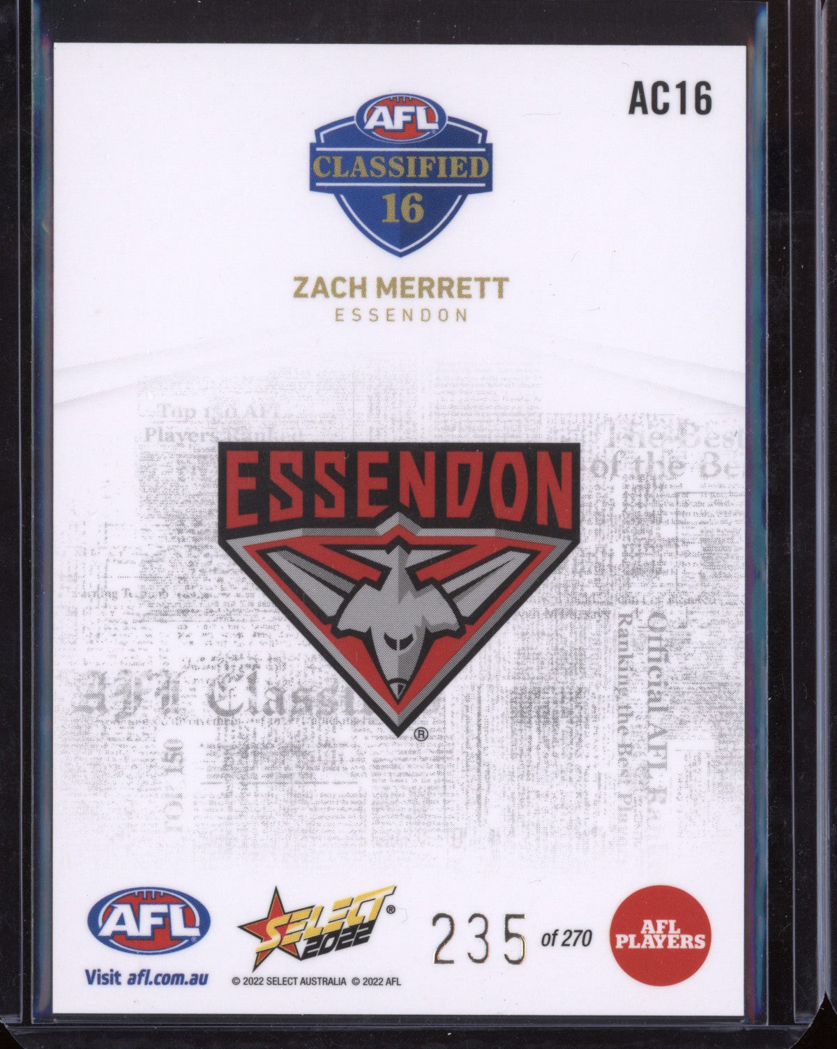 Zach Merrett 2022 Select Footy Stars AFL Classified 235/270