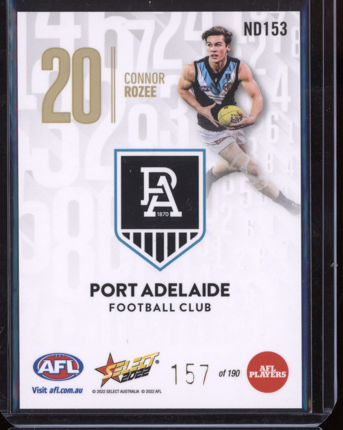 Connor Rozee 2022 Select Footy Stars Numbers - Daylight 157/190