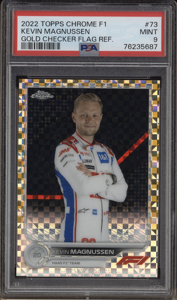 Kevin Magnussen 22 Topps Chrome Formula 1 73 Gold Checker Flag 18/50 PSA 9