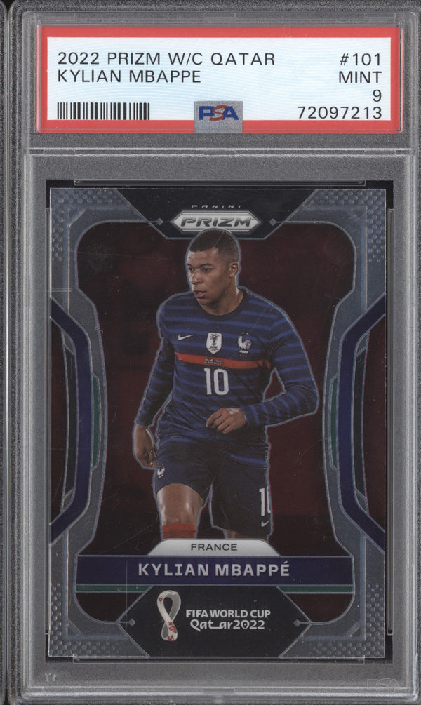 Kylian Mbappe 2022 Panini Prizm World Cup 101 PSA 9