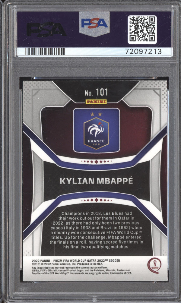 Kylian Mbappe 2022 Panini Prizm World Cup 101 PSA 9