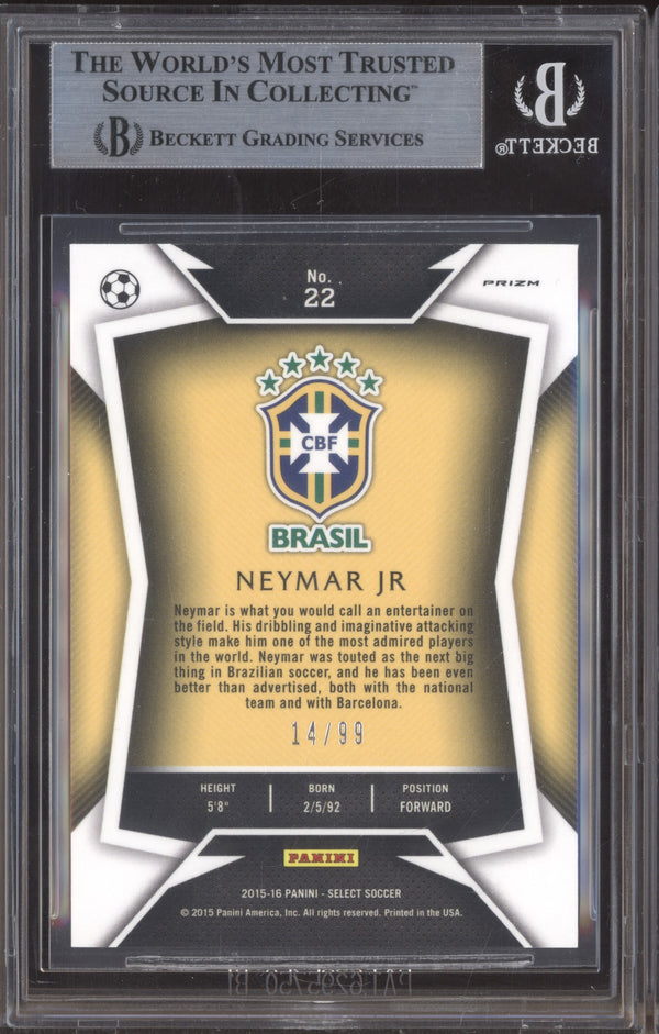 Neymar Jr 2015-16 Panini Select Soccer 22 Variation Purple 14/99 BGS 8.5