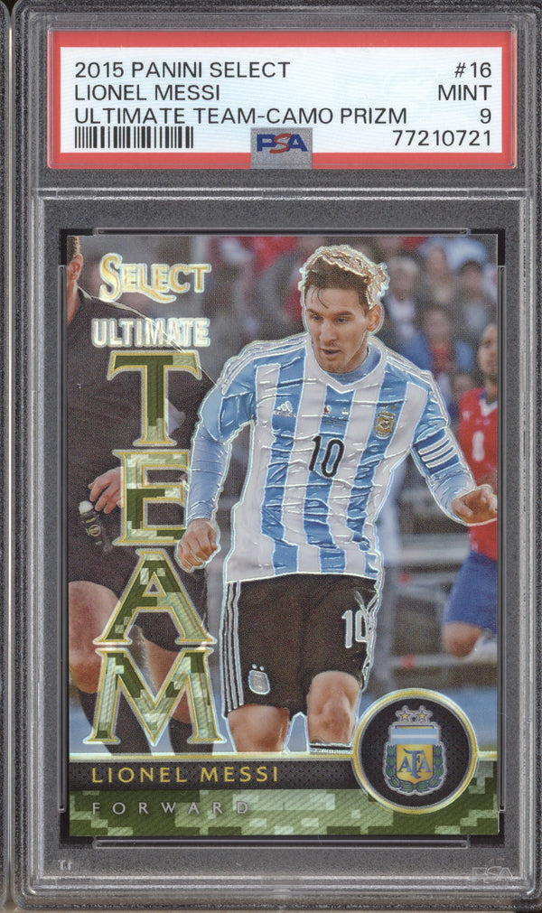 Lionel Messi 2015-16 Panini Select Soccer 16 Ultimate Team Camo 11/249 PSA 9