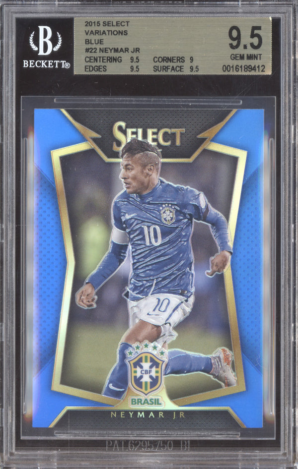 Neymar Jr 2015-16 Panini Select Soccer 22 Variation Blue 161/299 BGS 9.5