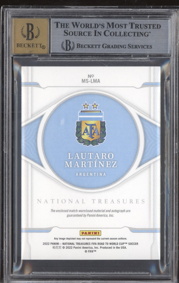 Lautaro Martinez 2022 Panini National Treasures World Cup MS-LMA Material Signatures Gold 5/10 BGS 8.5/10