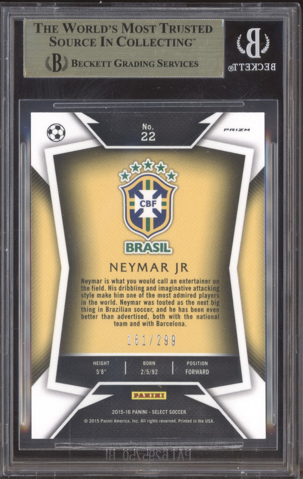 Neymar Jr 2015-16 Panini Select Soccer 22 Variation Blue 161/299 BGS 9.5