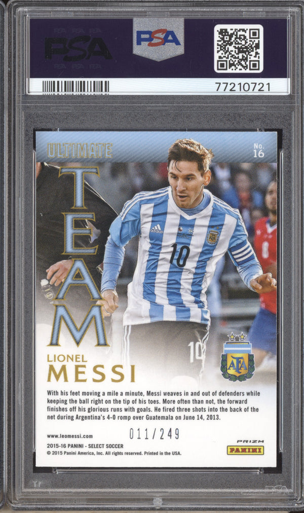 Lionel Messi 2015-16 Panini Select Soccer 16 Ultimate Team Camo 11/249 PSA 9