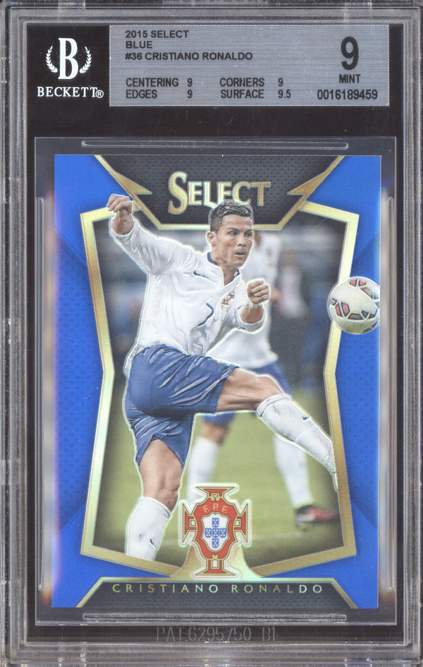 Cristiano Ronaldo 2015-16 Panini Select Soccer 36 Blue 235/299 BGS 9