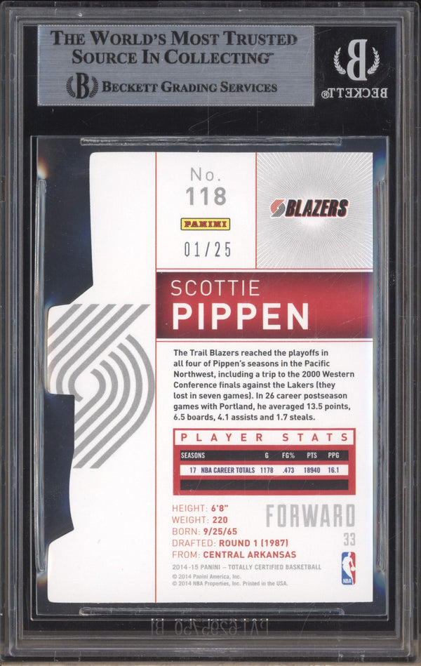 Scottie Pippen 2014-15 Panini Totally Certified Mirror Purple Die Cut Var 1/25