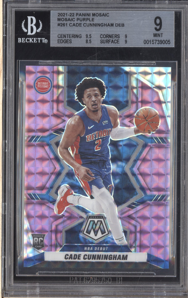 Cade Cunningham 2021-22 Panini  Mosaic 261 Purple NBA Debut 4/49 BGS 9