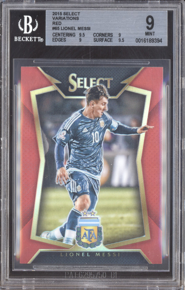 Lionel Messi 2015-16 Panini Select Soccer 65 Variation Red 109/199 BGS 9