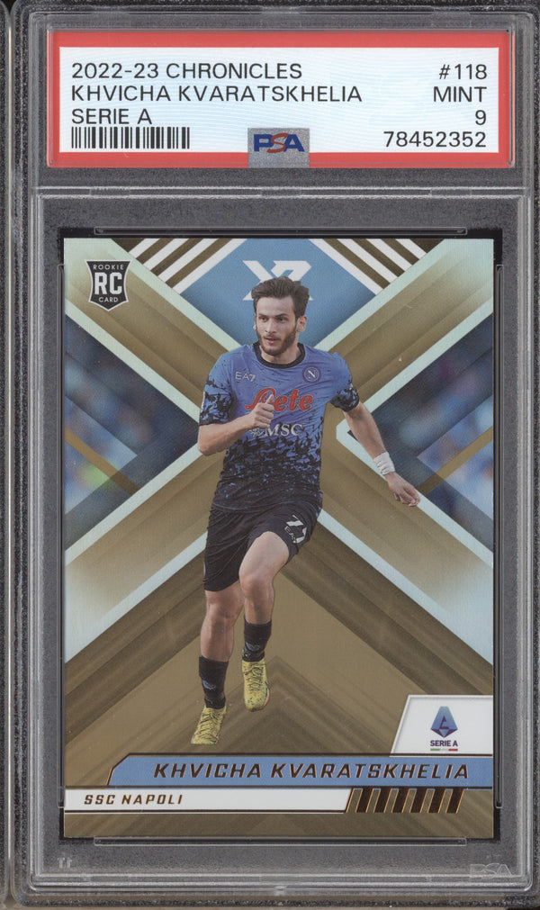 Khvicha Kvaratskhelia 2022-23 Panini Chronicles Soccer 118 XR RC PSA 9