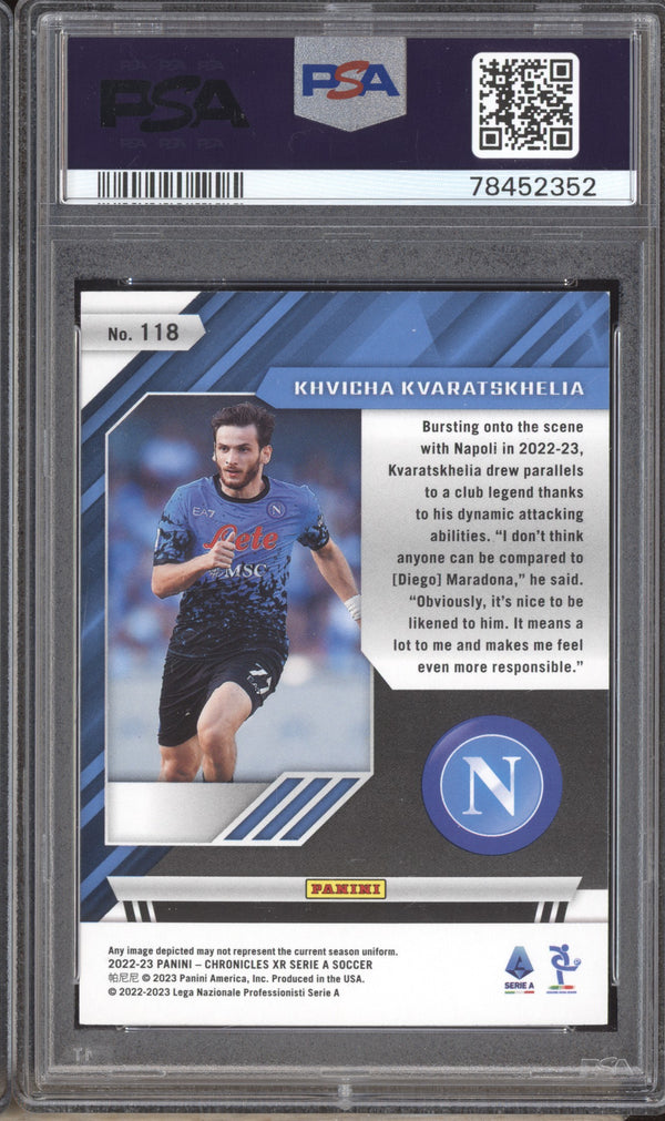 Khvicha Kvaratskhelia 2022-23 Panini Chronicles Soccer 118 XR RC PSA 9