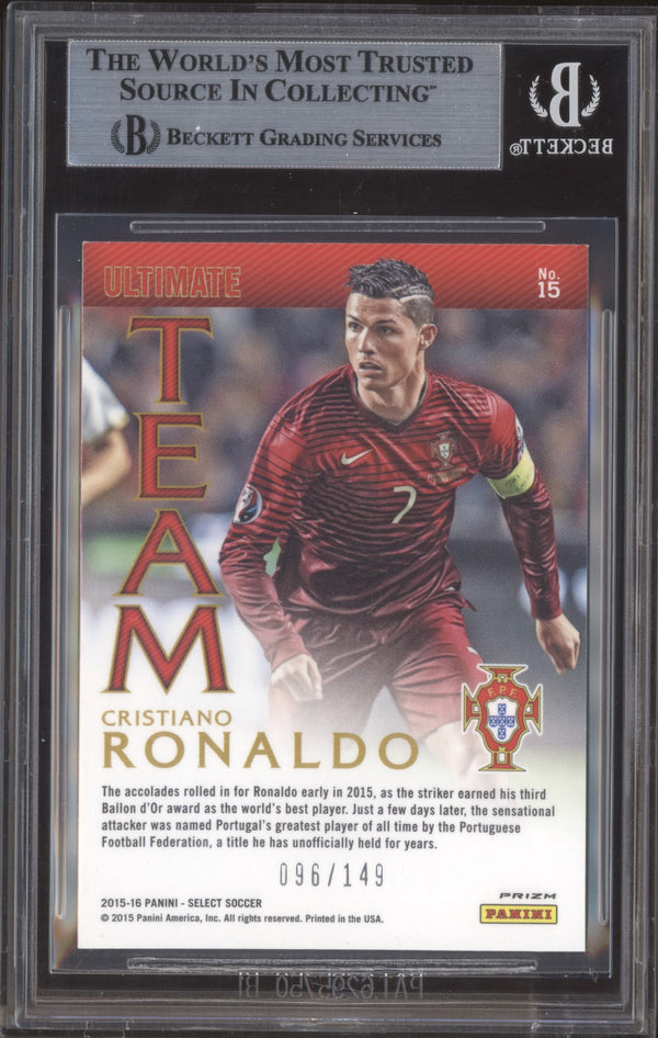 Cristiano Ronaldo 2015-16 Panini Select Soccer 15 Ultimate Team Orange 96/149 BGS 9