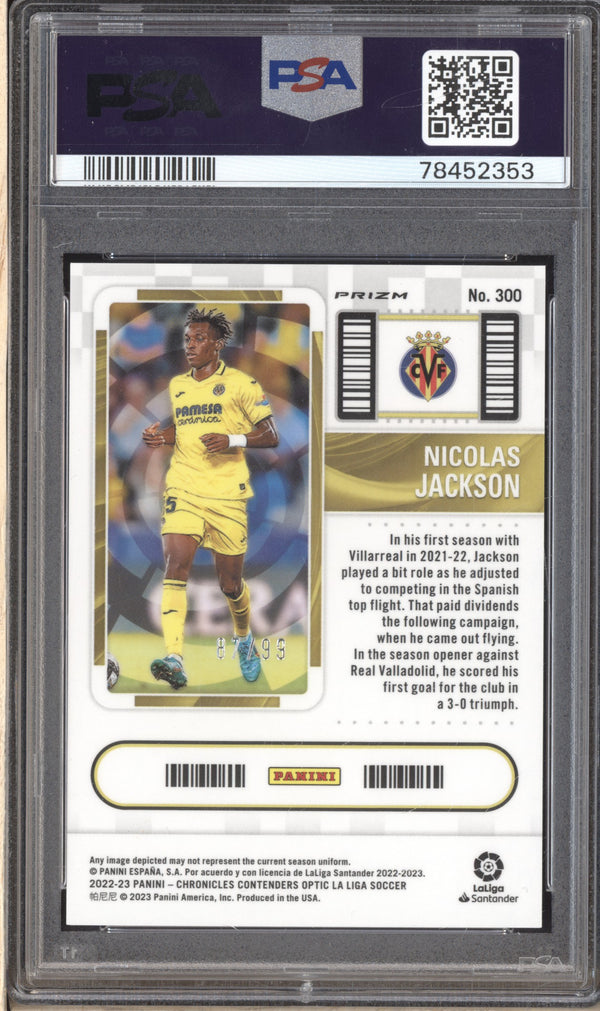 Nicolas Jackson 2022 Panini Chronicles Soccer Contenders Optic Red RC /99 PSA 10