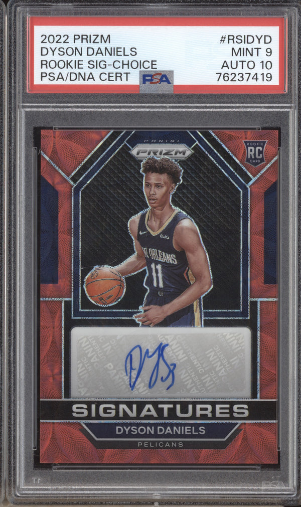 Dyson Daniels 2022-23 Panini Prizm RSI-DYD Rookie Signature Choice Auto RC PSA 9/10