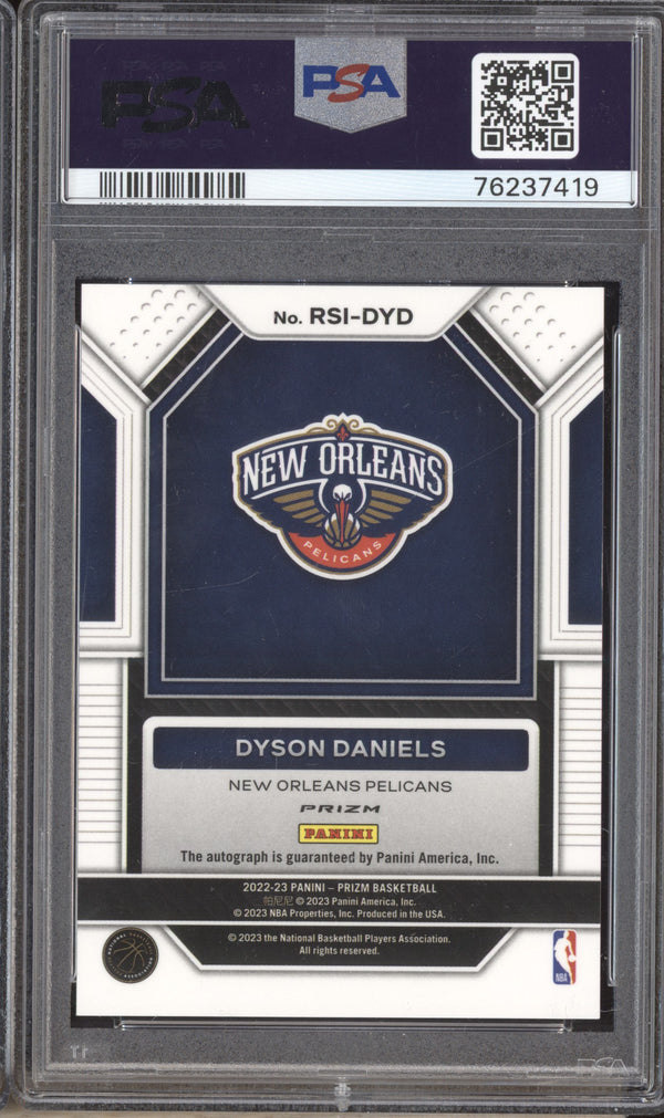 Dyson Daniels 2022-23 Panini Prizm RSI-DYD Rookie Signature Choice Auto RC PSA 9/10