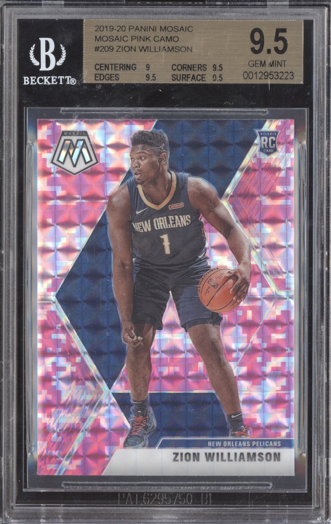 Zion Williamson 2019-20 Panini Mosaic 209 Pink Camo RC BGS 9.5