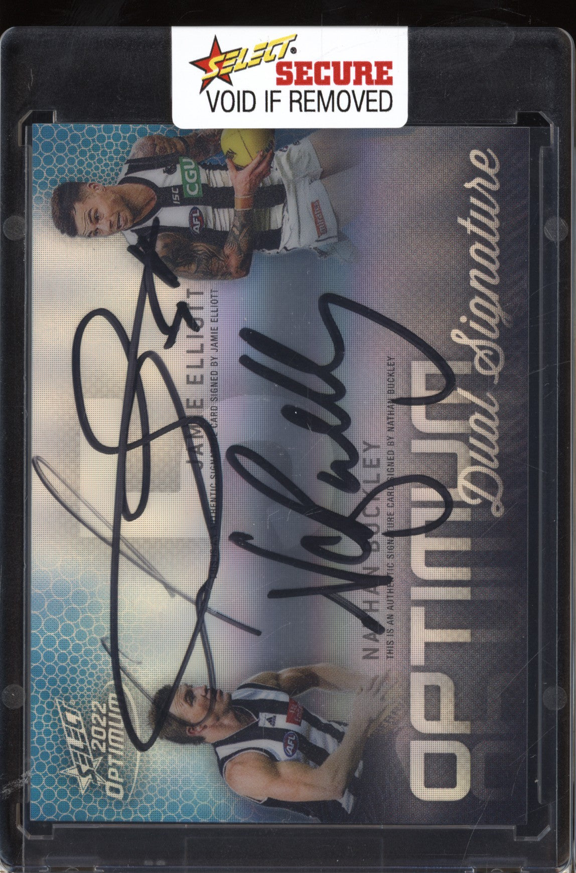 Nathan Buckley / Jamie Elliott 2022 Select Optimum Mirror Dual Signature 46/50