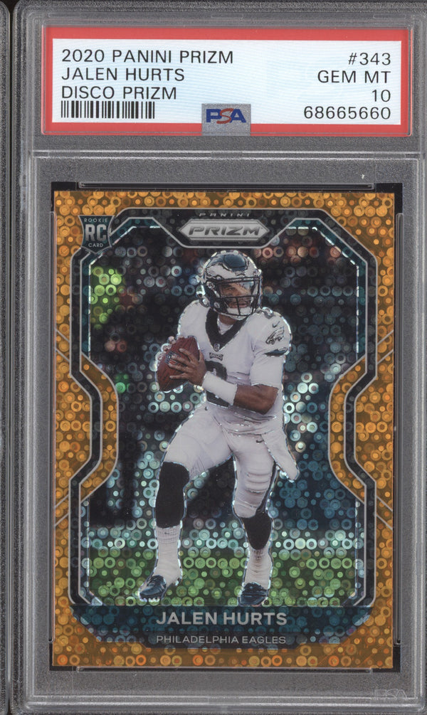 Jalen Hurts 2020 Panini Prizm 343 Orange Disco RC PSA 10