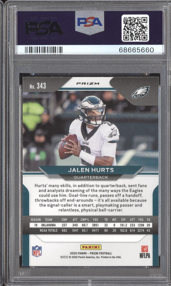 Jalen Hurts 2020 Panini Prizm 343 Orange Disco RC PSA 10