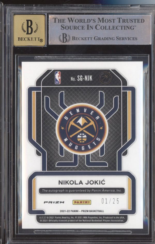 Nikola Jokic 2021-22 Panini Prizm SG-NJK Mojo Auto 1/25 BGS 9 / 10 Auto