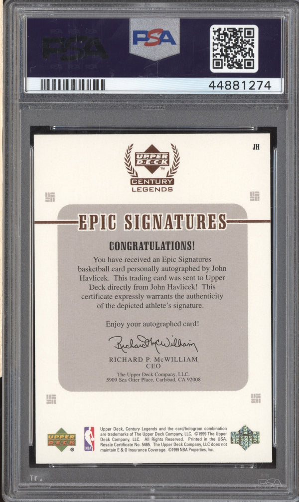John Havlicek 1999-00 Upper Deck Century Legends JH Epic Signatures Auto PSA 10