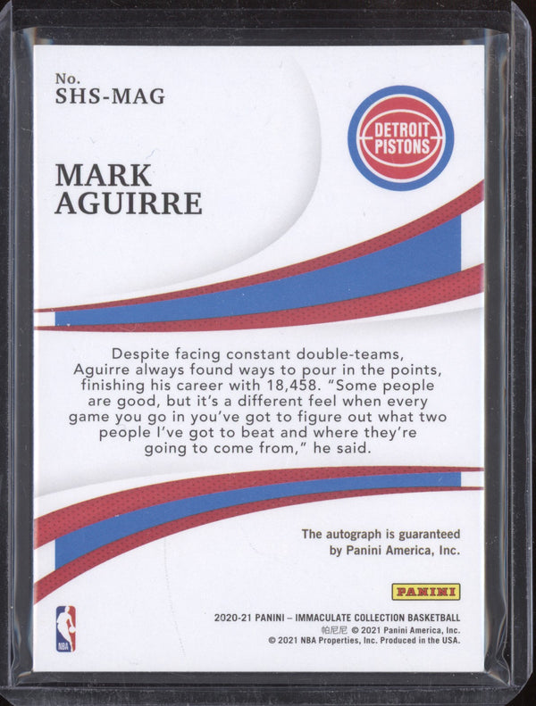 Mark Aguirre 2020-21 Panini Immaculate SHS-MAG Shadow Box Signatures 70/99