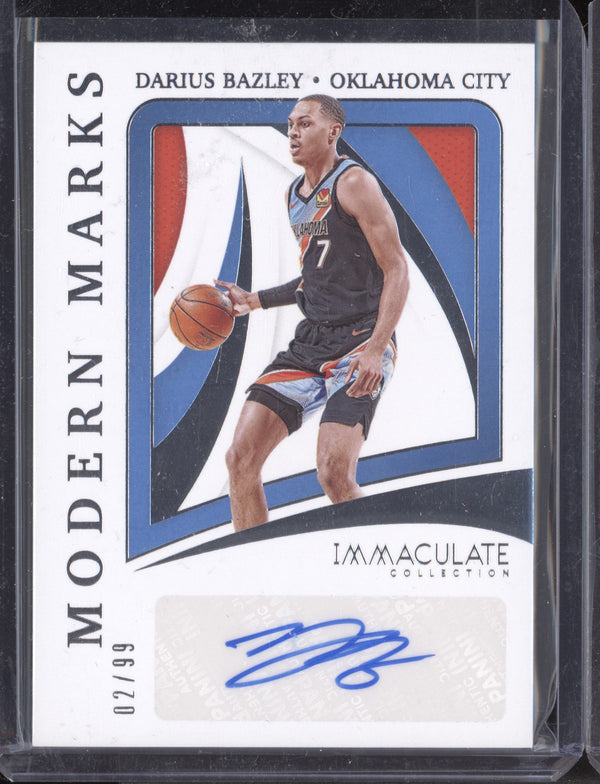 Darius Bazley 2020-21 Panini Immaculate MM-DBZ Modern Marks Autograph 02/99