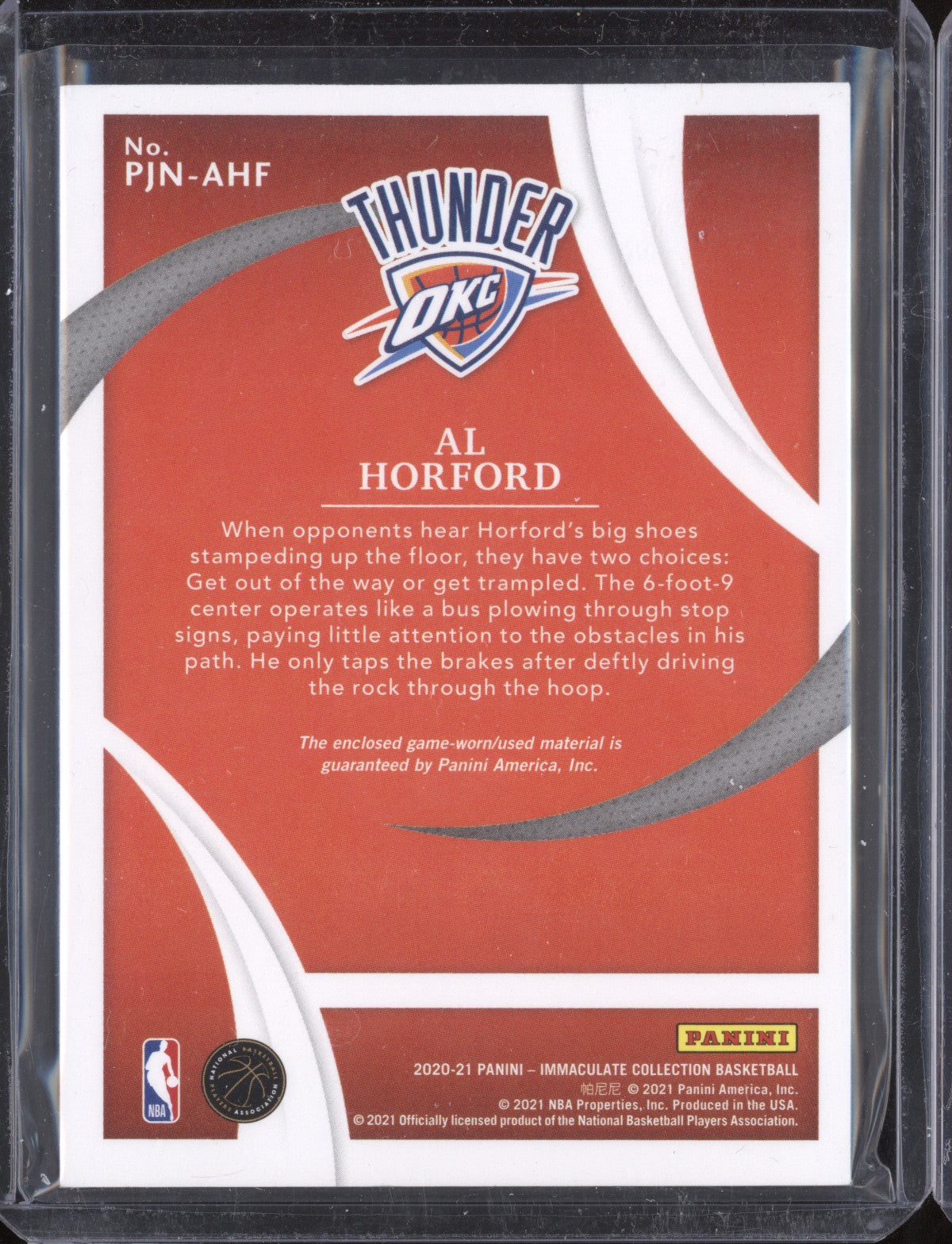 Al Horford 2020-21 Panini Immaculate PJN-AHF Patch Jersey Number 33/42