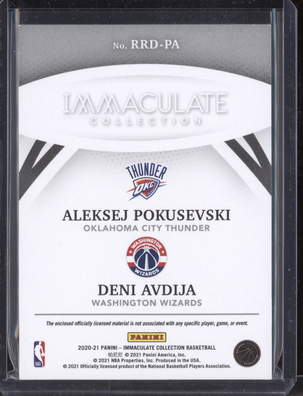 Aleksej Pokusevski/Deni Avdija 2020-21 Panini Immaculate RRD-PA Remarkable Rookie Jersey Dual Gold RC 06/10