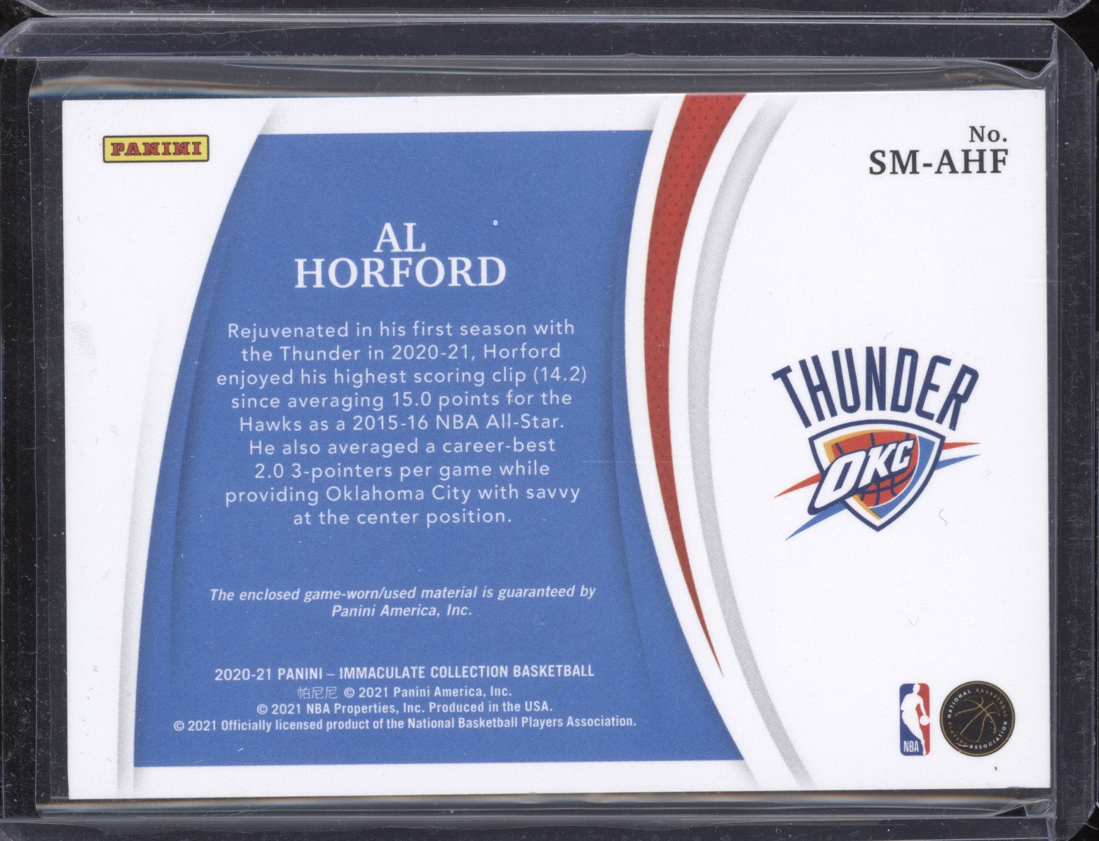 Al Horford 2020-21 Panini Immaculate SM-AHF Standout Memorabilia 56/99