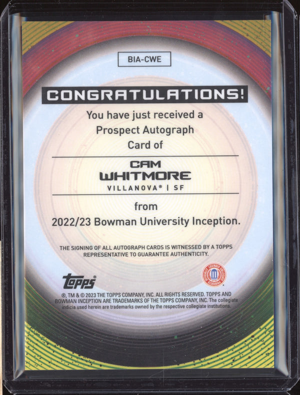 Cam Whitmore 2022-23 Bowman University Inception Prospect Auto RC