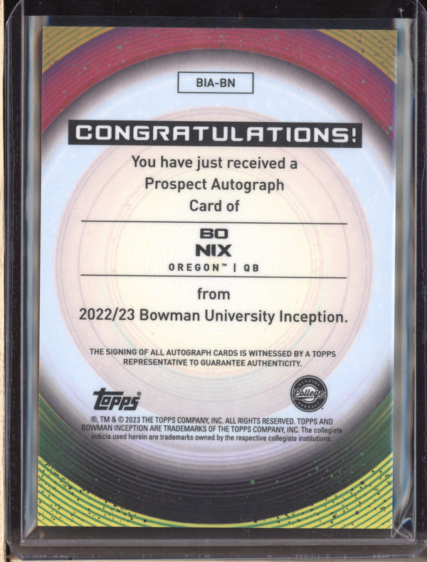 Bo Nix 2022-23 Bowman University Inception Prospect Auto RC