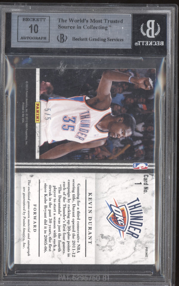 Kevin Durant 2011-12 Panini Limited Jumbo Jersey Numbers Auto Prime /5 BGS 9 RKO