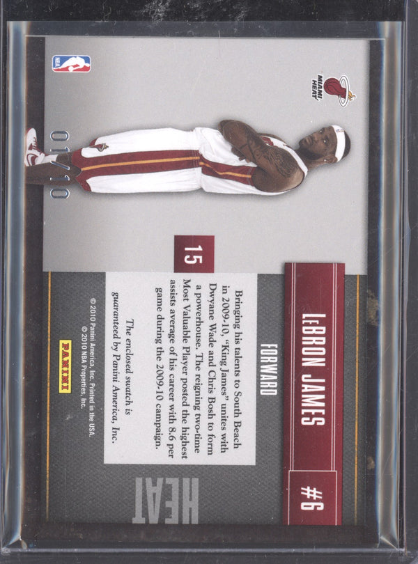 LeBron James 2010-11 Panini Limited 15 Team Trademarks Patch Prime 1/10  RKO