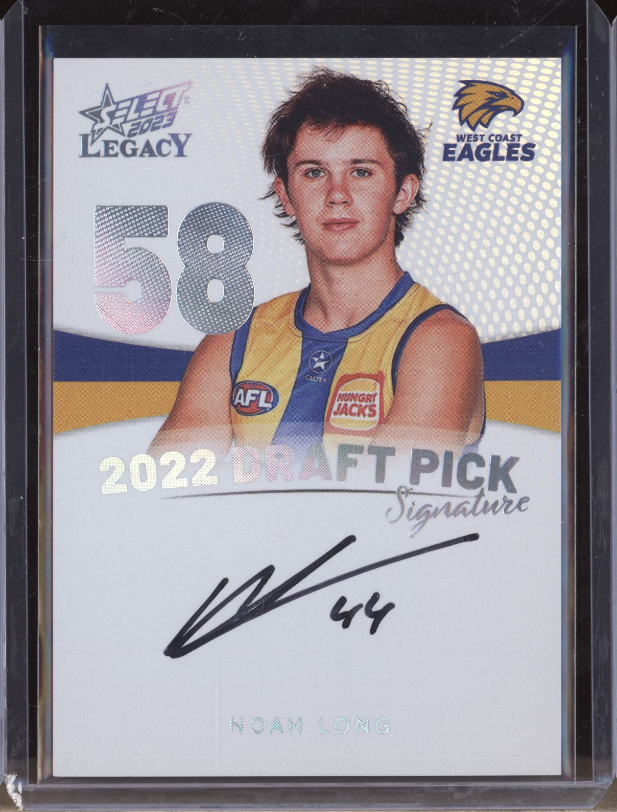 Noah Long 2023 Select Legacy AFL DPSP58 Draft Pick Signature Platinum RC 39/40