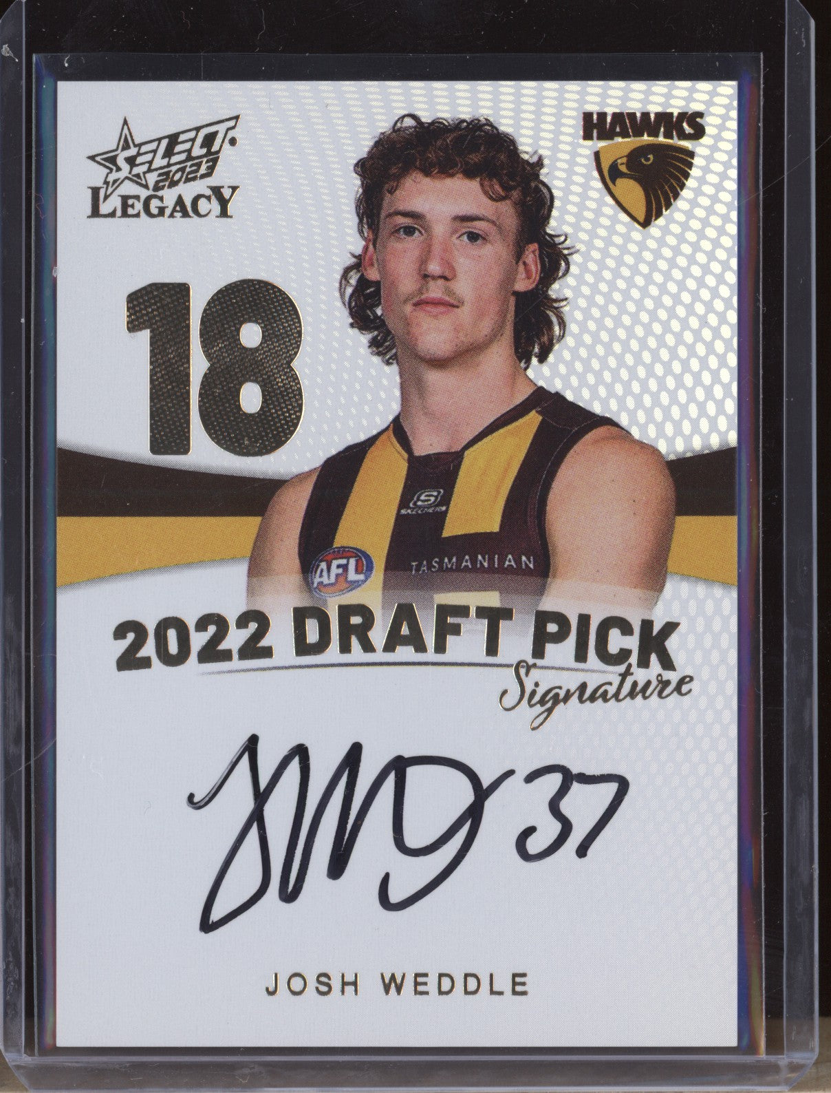 Josh Weddle 2023 Select Legacy AFL DPSG18 Draft Pick Signature Gold RC 59/90