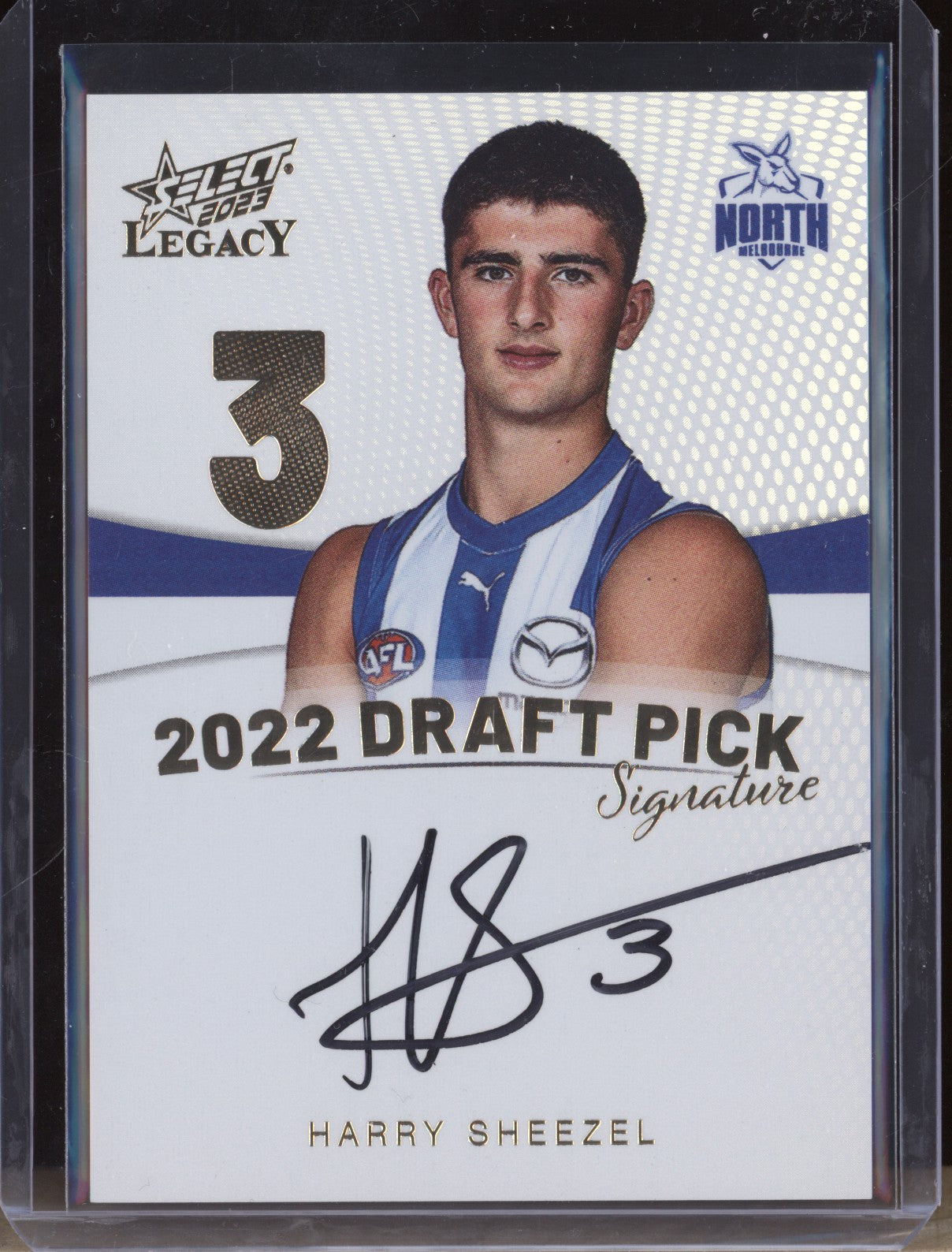 Harry Sheezel 2023 Select Legacy AFL DPSG3 Draft Pick Signature Gold RC 20/90